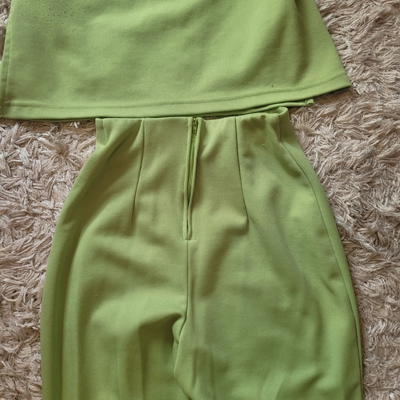 Lime Green Wide Leg Summer Pantsuit - Picture 4 of 4